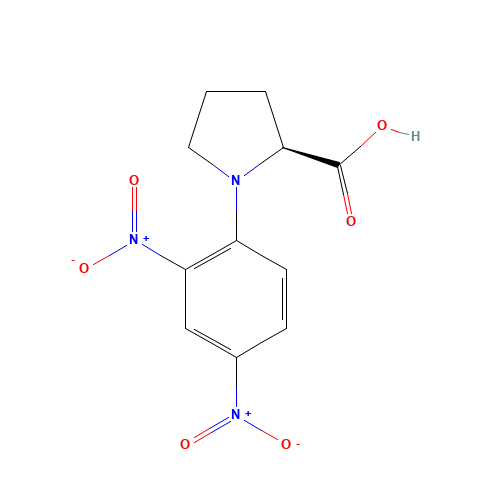 N-(2,4-Dinitrophenyl)-L-proline (CAS: 1655-55-6) - Chemical Structure and Molecular Formula 