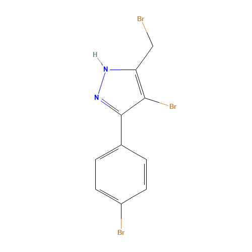 4-bromo-5-(bromomethyl)-3-(4-bromophenyl)-1H-pyrazole (CAS: 1240302-92-4) - Chemical Structure and Molecular Formula 