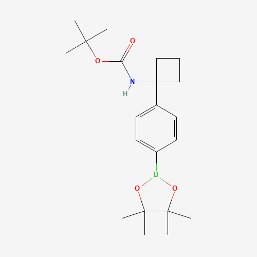 tert-butyl N-[1-[4-(4,4,5,5-tetramethyl-1,3,2-dioxaborolan-2-yl)phenyl]cyclobutyl]carbamate (CAS: 1032528-06-5) - Chemical Structure and Molecular Formula 