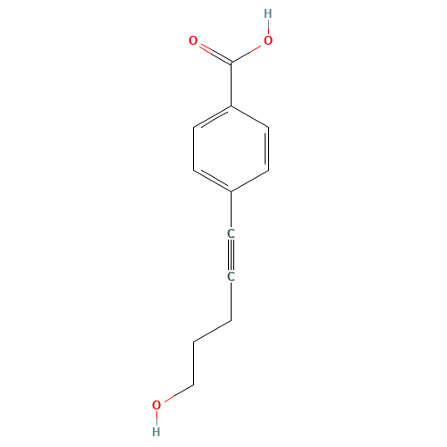 4-(5-hydroxypent-1-ynyl)benzoic acid (CAS: 1346424-46-1) - Chemical Structure and Molecular Formula 