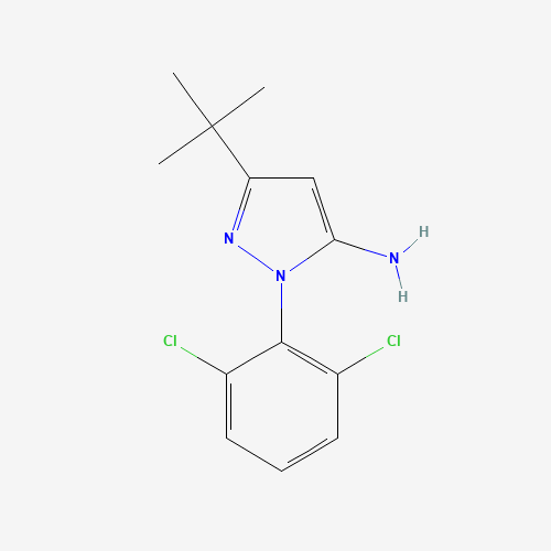 5-tert-butyl-2-(2,6-dichlorophenyl)pyrazol-3-amine (CAS: 1017781-19-9) - Chemical Structure and Molecular Formula 
