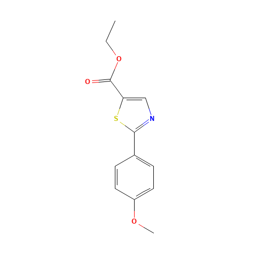 ethyl 2-(4-methoxyphenyl)-1,3-thiazole-5-carboxylate (CAS: 61335-96-4) - Chemical Structure and Molecular Formula 