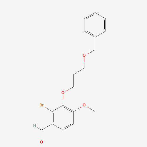 2-bromo-4-methoxy-3-(3-phenylmethoxypropoxy)benzaldehyde (CAS: 1364687-01-3) - Chemical Structure and Molecular Formula 