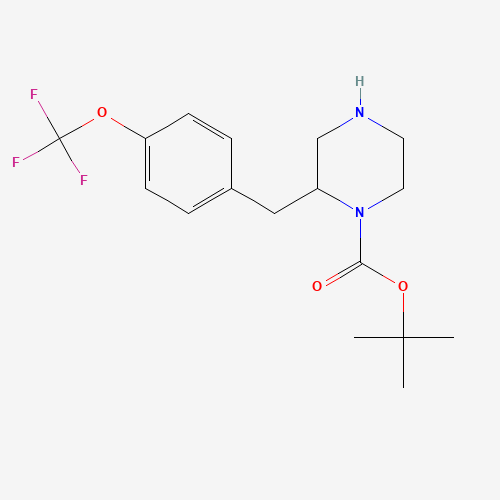 tert-butyl 2-[[4-(trifluoromethoxy)phenyl]methyl]piperazine-1-carboxylate (CAS: 886774-16-9) - Chemical Structure and Molecular Formula 