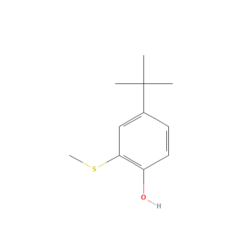 4-tert-butyl-2-methylsulfanylphenol (CAS: 64096-97-5) - Chemical Structure and Molecular Formula 
