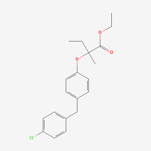 ethyl 2-[4-[(4-chlorophenyl)methyl]phenoxy]-2-methylbutanoate (CAS: 55937-99-0) - Chemical Structure and Molecular Formula 