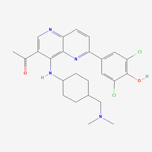 4-[7-acetyl-8-[[4-[(dimethylamino)methyl]cyclohexyl]amino]-1H-1,5-naphthyridin-2-ylidene]-2,6-dichlorocyclohexa-2,5-dien-1-one (CAS: 1431697-89-0) - Related Chemical Product