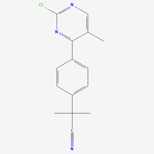 2-[4-(2-chloro-5-methylpyrimidin-4-yl)phenyl]-2-methylpropanenitrile (CAS: 1341200-65-4) - Chemical Structure and Molecular Formula 