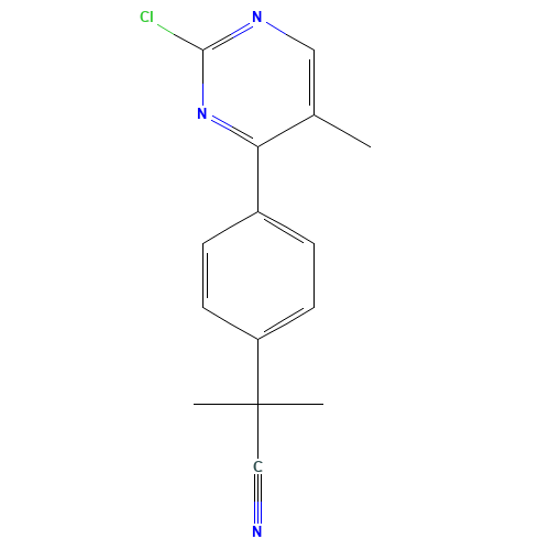 2-[4-(2-chloro-5-methylpyrimidin-4-yl)phenyl]-2-methylpropanenitrile (CAS: 1341200-65-4) - Chemical Structure and Molecular Formula 