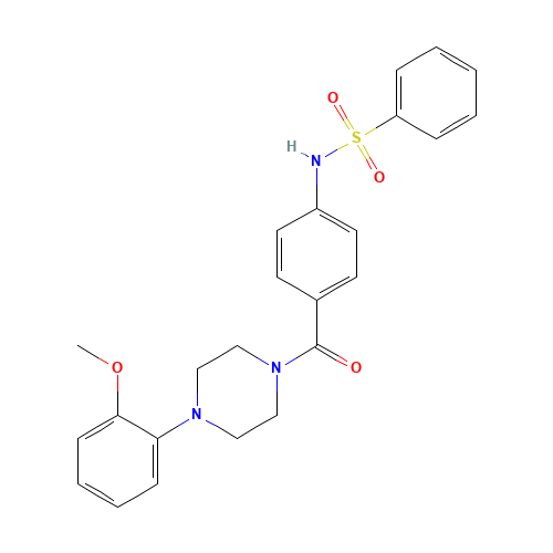 N-[4-[4-(2-methoxyphenyl)piperazine-1-carbonyl]phenyl]benzenesulfonamide (CAS: 1111536-68-5) - Chemical Structure and Molecular Formula 
