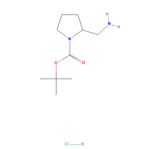 tert-butyl 2-(aminomethyl)pyrrolidine-1-carboxylate;hydrochloride (CAS: 1188263-74-2) - Chemical Structure and Molecular Formula 