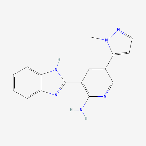3-(1H-benzimidazol-2-yl)-5-(2-methylpyrazol-3-yl)pyridin-2-amine (CAS: 1261220-99-8) - Chemical Structure and Molecular Formula 
