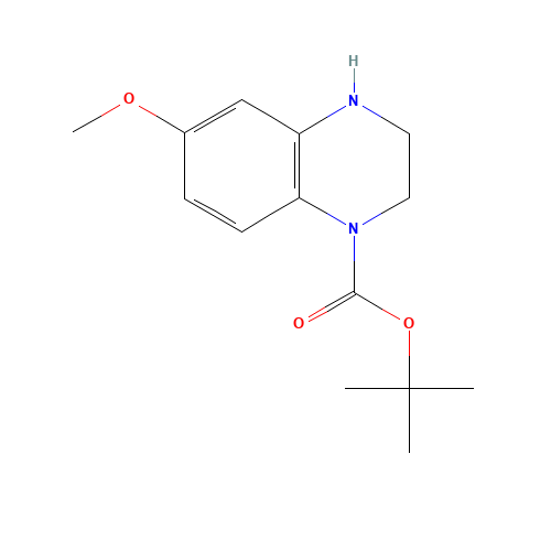 tert-butyl 6-methoxy-3,4-dihydro-2H-quinoxaline-1-carboxylate (CAS: 887590-30-9) - Chemical Structure and Molecular Formula 