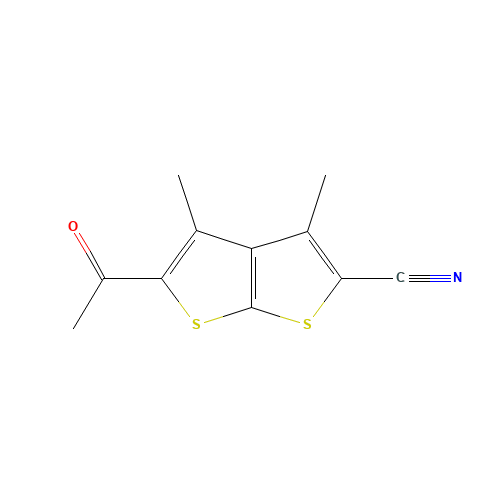 5-acetyl-3,4-dimethylthieno[2,3-b]thiophene-2-carbonitrile (CAS: 845266-23-1) - Chemical Structure and Molecular Formula 