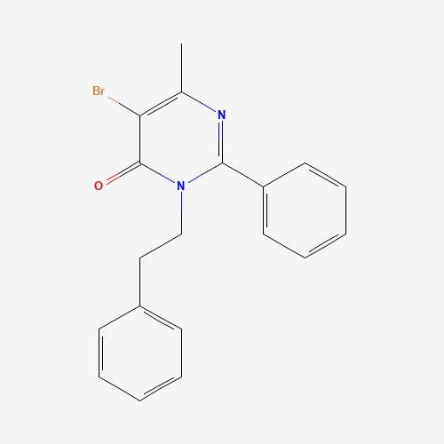5-bromo-6-methyl-2-phenyl-3-(2-phenylethyl)pyrimidin-4-one (CAS: 938181-01-2) - Chemical Structure and Molecular Formula 