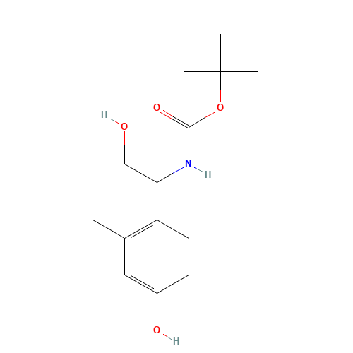 tert-butyl N-[2-hydroxy-1-(4-hydroxy-2-methylphenyl)ethyl]carbamate (CAS: 1147391-58-9) - Chemical Structure and Molecular Formula 
