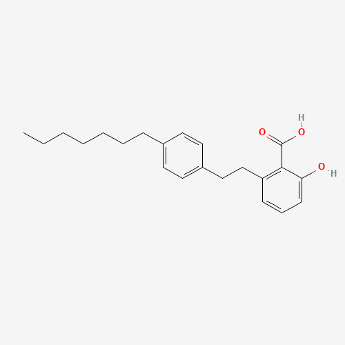 2-[2-(4-heptylphenyl)ethyl]-6-hydroxybenzoic acid (CAS: 1243583-85-8) - Chemical Structure and Molecular Formula 