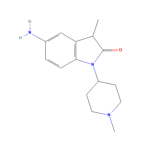 5-amino-3-methyl-1-(1-methylpiperidin-4-yl)-3H-indol-2-one (CAS: 1063406-93-8) - Chemical Structure and Molecular Formula 