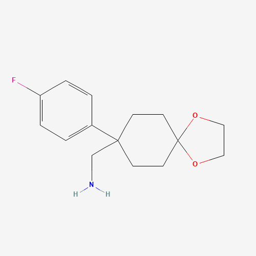 [8-(4-fluorophenyl)-1,4-dioxaspiro[4.5]decan-8-yl]methanamine (CAS: 887979-07-9) - Chemical Structure and Molecular Formula 