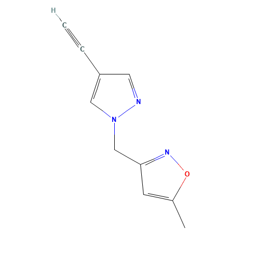 3-[(4-ethynylpyrazol-1-yl)methyl]-5-methyl-1,2-oxazole (CAS: 1400286-81-8) - Chemical Structure and Molecular Formula 