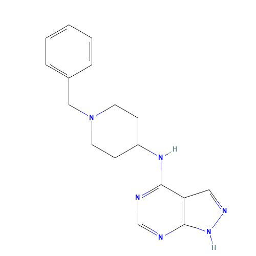 N-(1-benzylpiperidin-4-yl)-1H-pyrazolo[3,4-d]pyrimidin-4-amine (CAS: 913574-30-8) - Chemical Structure and Molecular Formula 