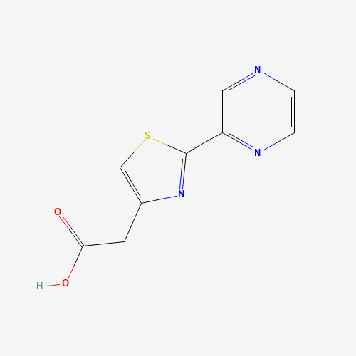 2-(2-pyrazin-2-yl-1,3-thiazol-4-yl)acetic acid (CAS: 256529-20-1) - Chemical Structure and Molecular Formula 