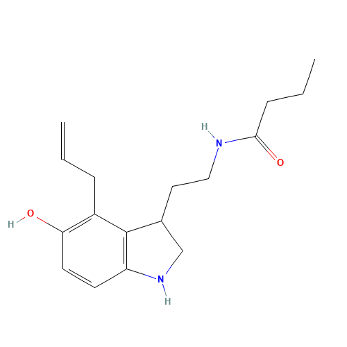 N-[2-(5-hydroxy-4-prop-2-enyl-2,3-dihydro-1H-indol-3-yl)ethyl]butanamide (CAS: 196598-23-9) - Chemical Structure and Molecular Formula 
