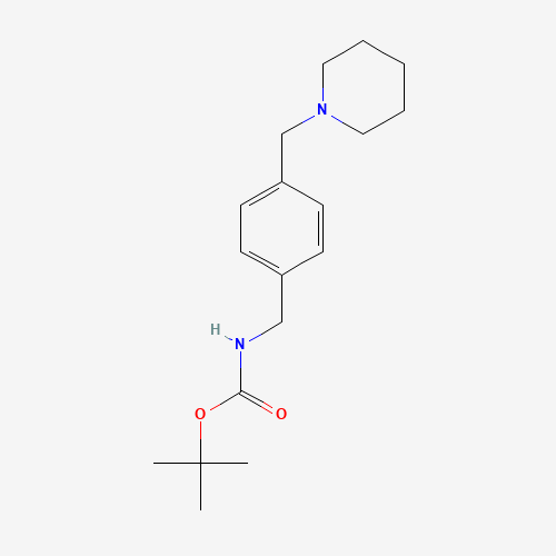 tert-butyl N-[[4-(piperidin-1-ylmethyl)phenyl]methyl]carbamate (CAS: 925456-43-5) - Chemical Structure and Molecular Formula 