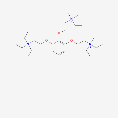 2-[2,3-bis[2-(triethylazaniumyl)ethoxy]phenoxy]ethyl-triethylazanium;triiodide (CAS: 65-29-2) - Chemical Structure and Molecular Formula 