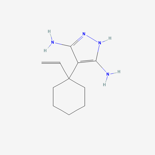 4-(1-ethenylcyclohexyl)-1H-pyrazole-3,5-diamine (CAS: 1375087-65-2) - Chemical Structure and Molecular Formula 