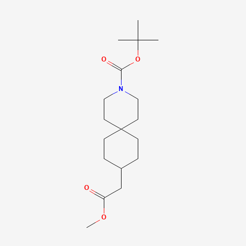 tert-butyl 9-(2-methoxy-2-oxoethyl)-3-azaspiro[5.5]undecane-3-carboxylate (CAS: 1346229-41-1) - Chemical Structure and Molecular Formula 
