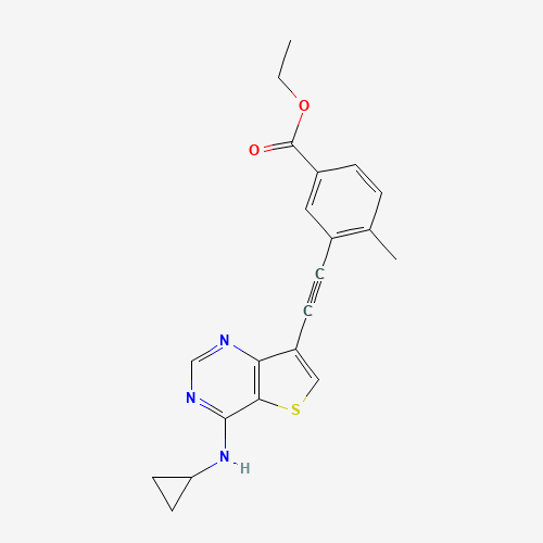 ethyl 3-[2-[4-(cyclopropylamino)thieno[3,2-d]pyrimidin-7-yl]ethynyl]-4-methylbenzoate (CAS: 1318126-81-6) - Chemical Structure and Molecular Formula 