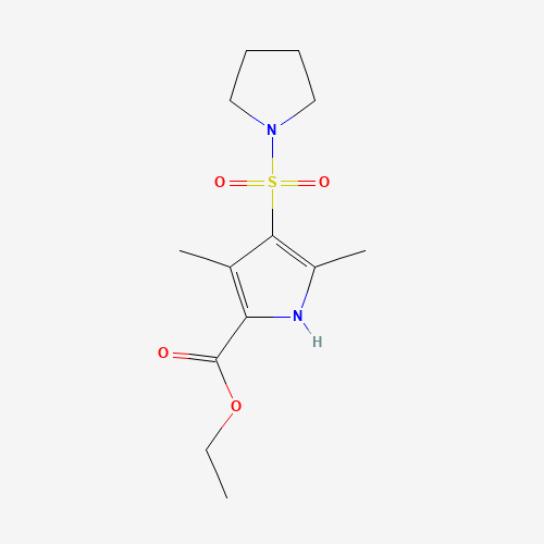 ethyl 3,5-dimethyl-4-pyrrolidin-1-ylsulfonyl-1H-pyrrole-2-carboxylate (CAS: 1021527-86-5) - Chemical Structure and Molecular Formula 