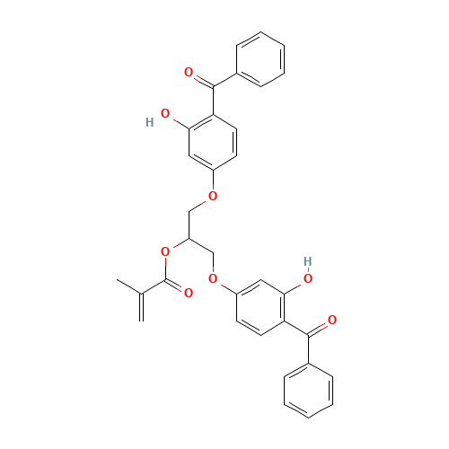 1,3-bis(4-benzoyl-3-hydroxyphenoxy)propan-2-yl 2-methylprop-2-enoate (CAS: 103637-48-5) - Chemical Structure and Molecular Formula 
