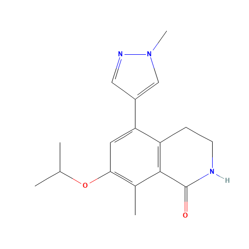8-methyl-5-(1-methylpyrazol-4-yl)-7-propan-2-yloxy-3,4-dihydro-2H-isoquinolin-1-one (CAS: 1616289-96-3) - Chemical Structure and Molecular Formula 
