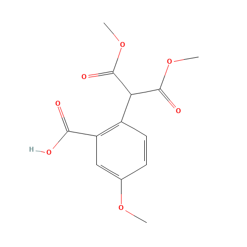 2-(1,3-dimethoxy-1,3-dioxopropan-2-yl)-5-methoxybenzoic acid (CAS: 1370606-52-2) - Chemical Structure and Molecular Formula 