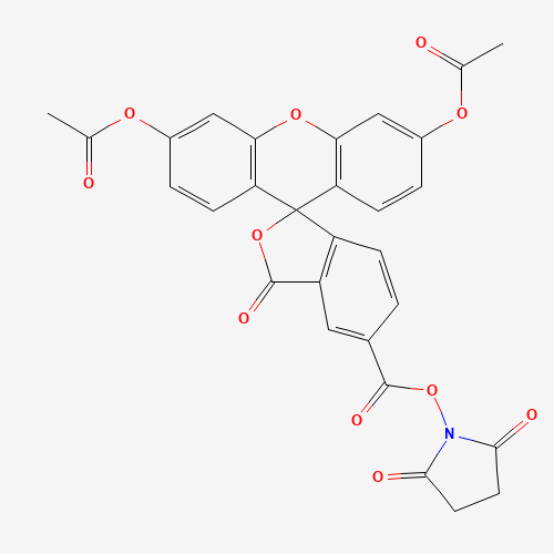 (2,5-dioxopyrrolidin-1-yl) 3',6'-diacetyloxy-3-oxospiro[2-benzofuran-1,9'-xanthene]-5-carboxylate (CAS: 150206-05-6) - Chemical Structure and Molecular Formula 