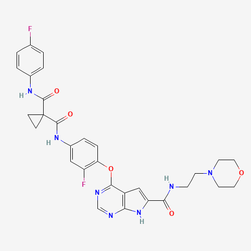 1-N'-[3-fluoro-4-[[6-(2-morpholin-4-ylethylcarbamoyl)-7H-pyrrolo[2,3-d]pyrimidin-4-yl]oxy]phenyl]-1-N'-(4-fluorophenyl)cyclopropane-1,1-dicarboxamide (CAS: 875764-98-0) - Related Chemical Product