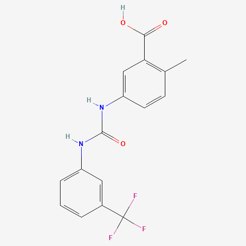2-methyl-5-[[3-(trifluoromethyl)phenyl]carbamoylamino]benzoic acid (CAS: 1613228-53-7) - Chemical Structure and Molecular Formula 