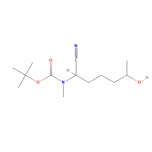 tert-butyl N-(1-cyano-5-hydroxyhexyl)-N-methylcarbamate (CAS: 1220510-75-7) - Chemical Structure and Molecular Formula 