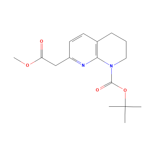 tert-butyl 7-(2-methoxy-2-oxoethyl)-3,4-dihydro-2H-1,8-naphthyridine-1-carboxylate (CAS: 925889-81-2) - Chemical Structure and Molecular Formula 
