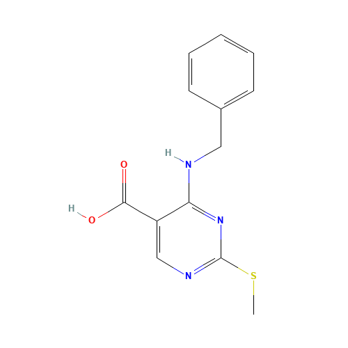 4-(benzylamino)-2-methylsulfanylpyrimidine-5-carboxylic acid (CAS: 686267-34-5) - Chemical Structure and Molecular Formula 