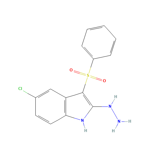 [3-(benzenesulfonyl)-5-chloro-1H-indol-2-yl]hydrazine (CAS: 918494-32-3) - Chemical Structure and Molecular Formula 