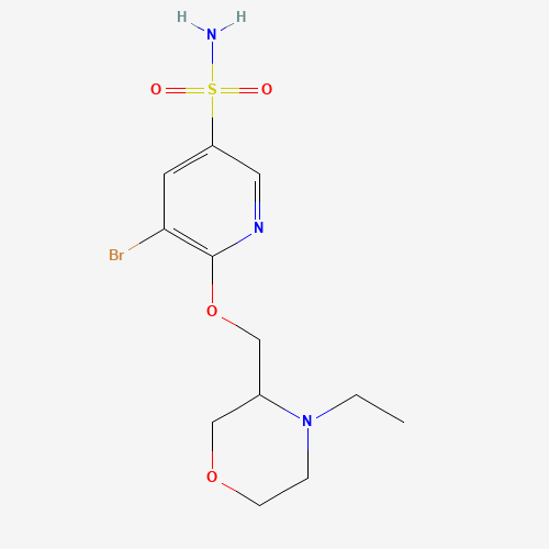 5-bromo-6-[(4-ethylmorpholin-3-yl)methoxy]pyridine-3-sulfonamide (CAS: 1257045-74-1) - Chemical Structure and Molecular Formula 