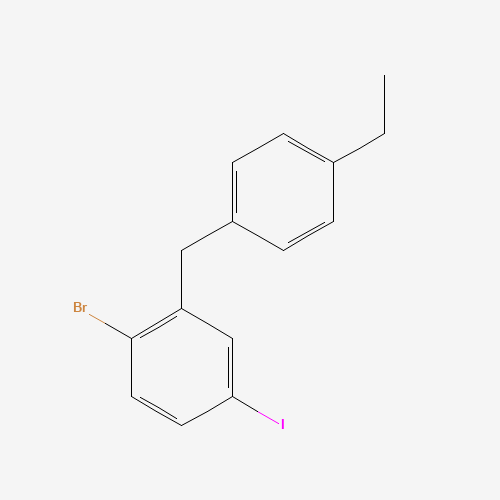 1-bromo-2-[(4-ethylphenyl)methyl]-4-iodobenzene (CAS: 1006383-23-8) - Chemical Structure and Molecular Formula 
