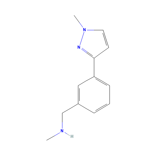 N-methyl-1-[3-(1-methylpyrazol-3-yl)phenyl]methanamine (CAS: 910037-12-6) - Chemical Structure and Molecular Formula 
