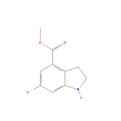 methyl 6-bromo-2,3-dihydro-1H-indole-4-carboxylate (CAS: 1240523-98-1) - Chemical Structure and Molecular Formula 