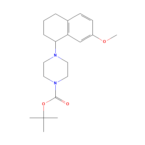 tert-butyl 4-(7-methoxy-1,2,3,4-tetrahydronaphthalen-1-yl)piperazine-1-carboxylate (CAS: 128226-45-9) - Chemical Structure and Molecular Formula 