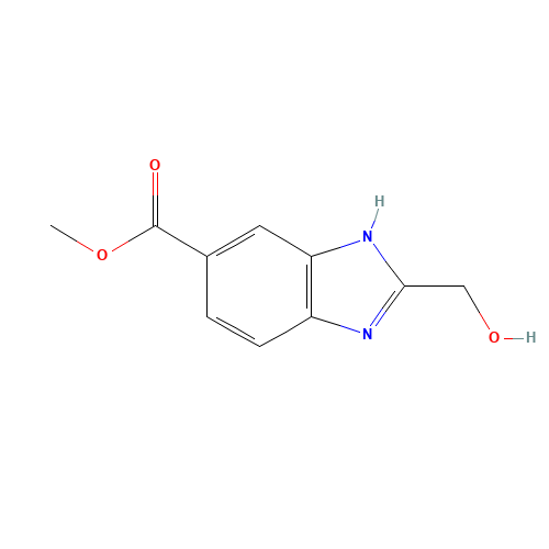 methyl 2-(hydroxymethyl)-3H-benzimidazole-5-carboxylate (CAS: 864274-34-0) - Chemical Structure and Molecular Formula 