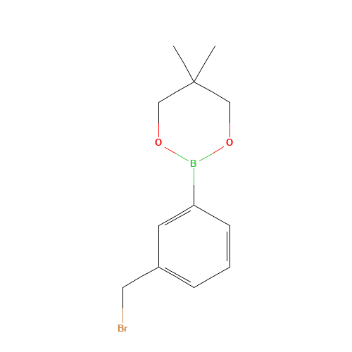 2-[3-(bromomethyl)phenyl]-5,5-dimethyl-1,3,2-dioxaborinane (CAS: 223799-25-5) - Chemical Structure and Molecular Formula 